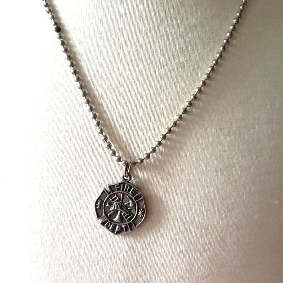 Firefighter Necklace Maltese Cross Fireman Wife Department Gift Jewelry - Picture 1 of 5